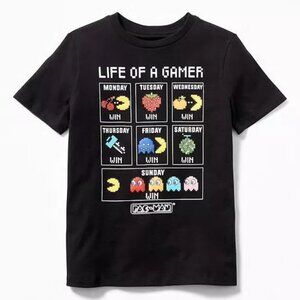 NWT OLD NAVY Pac-Man Arcade Game Life of a Gamer Tees T-Shirt Shirt Boys XL 14